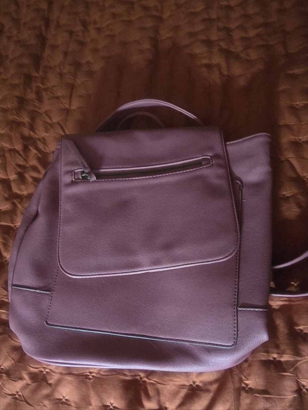 Small Mauve Faux Leather Backpack Purse